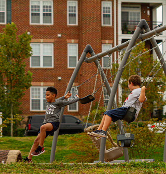 Montgomery County Md Usa An African American And A Caucasian Boy Are Playing Together